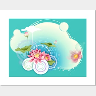 Floral aqua Posters and Art